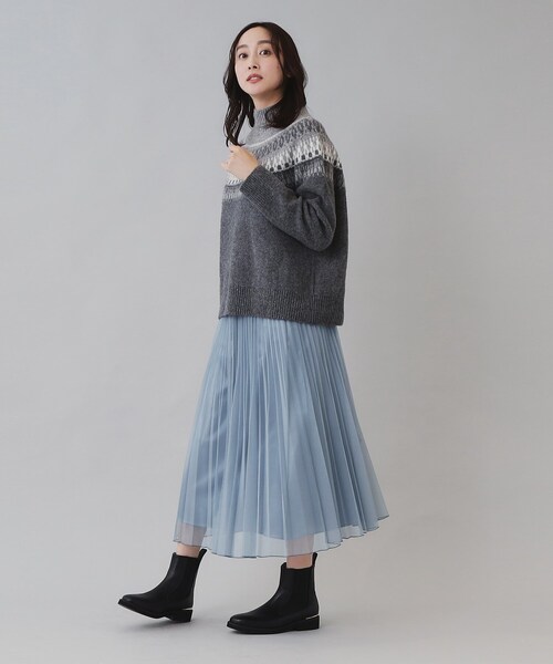 【美品】 UNTITLED アンタイトル 消しプリーツ スカート 1 グレー セール】【通勤・セレモニーにも／洗える】メッシュプリーツ