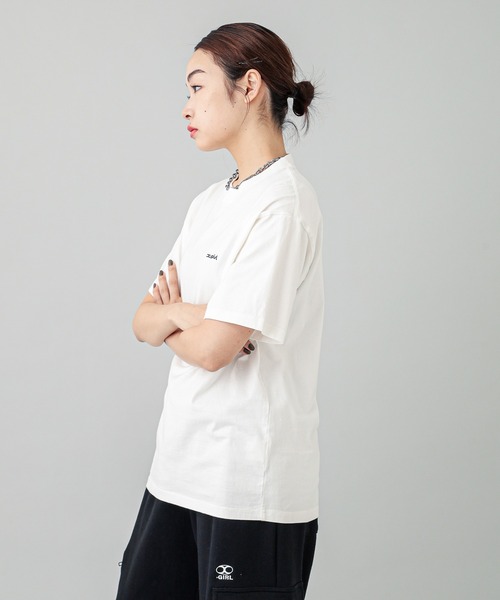 X-girl（エックスガール）の「FACE S/S TEE（Tシャツ/カットソー・レディース・ブラック/オリーブ/ホワイト/ベージュ・M/XL/S/L）」の21枚目の写真