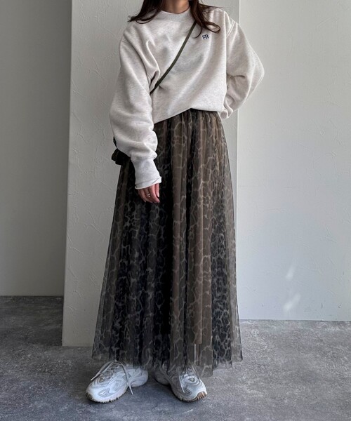 fredy emue(フレディエミュ)の「レオパード柄チュールスカート(スカート・レディース・グレー系その他7/ブラウン系その他7・38/36)」の9枚目の写真