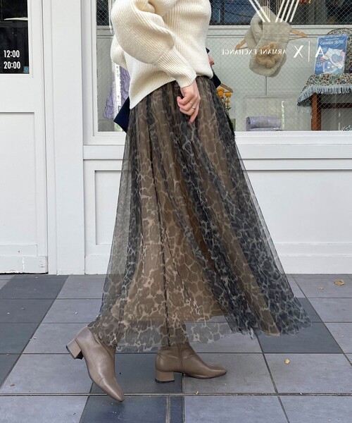 fredy emue(フレディエミュ)の「レオパード柄チュールスカート(スカート・レディース・グレー系その他7/ブラウン系その他7・38/36)」の14枚目の写真