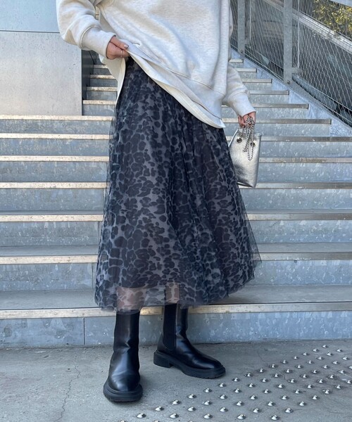 fredy emue(フレディエミュ)の「レオパード柄チュールスカート(スカート・レディース・グレー系その他7/ブラウン系その他7・38/36)」の22枚目の写真