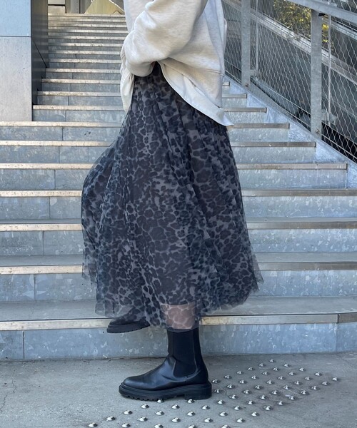 fredy emue(フレディエミュ)の「レオパード柄チュールスカート(スカート・レディース・グレー系その他7/ブラウン系その他7・38/36)」の19枚目の写真