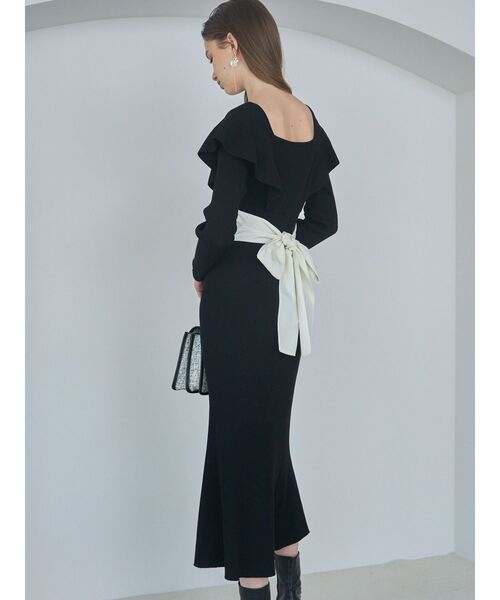 MERCURYDUO(マーキュリーデュオ)の「2WAYラッフルマーメイドニットワンピース(ワンピース・レディース・ブラック/ピンク/チャコールグレー/ブルー・SMALL/MEDIUM)」の5枚目の写真