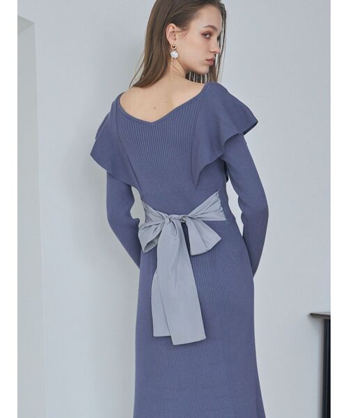 MERCURYDUO(マーキュリーデュオ)の「2WAYラッフルマーメイドニットワンピース(ワンピース・レディース・ブラック/ピンク/チャコールグレー/ブルー・SMALL/MEDIUM)」の13枚目の写真