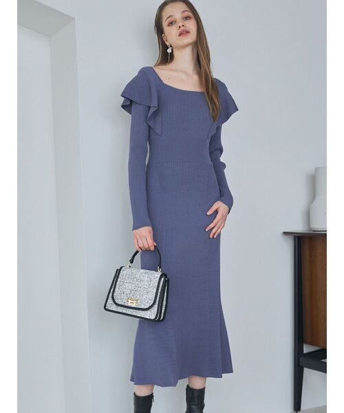 MERCURYDUO(マーキュリーデュオ)の「2WAYラッフルマーメイドニットワンピース(ワンピース・レディース・ブラック/ピンク/チャコールグレー/ブルー・SMALL/MEDIUM)」の14枚目の写真