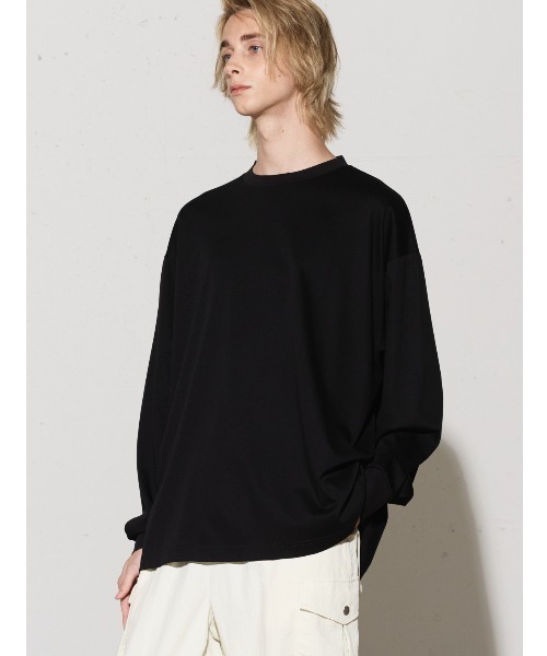 MIDIUMISOLID(ミディウミソリッド)の「MIDIUMISOLID Men’s リラックスロング スリーブ プルオーバー(Tシャツ/カットソー・メンズ・ブラック/グレー・48)」の6枚目の写真
