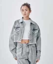 HUGELY（ヒュージリー）の「ショートフリンジデニムジャケット（デニムジャケット）」