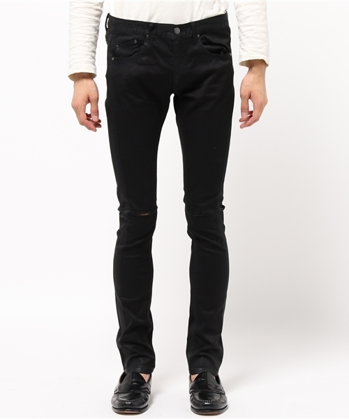 b galaabend コーティング ダメージ加工 デニム パンツ 黒 2025年最新