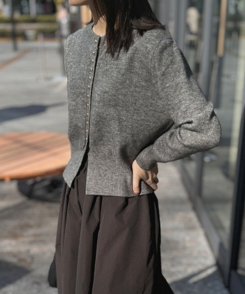 クラネ 22AW カーディガン ニット 長袖 ミドル丈 モヘヤ混 2 グレー クラネ 22AW カーディガン ニット 長袖 ミドル丈 モヘヤ混 2 グレー