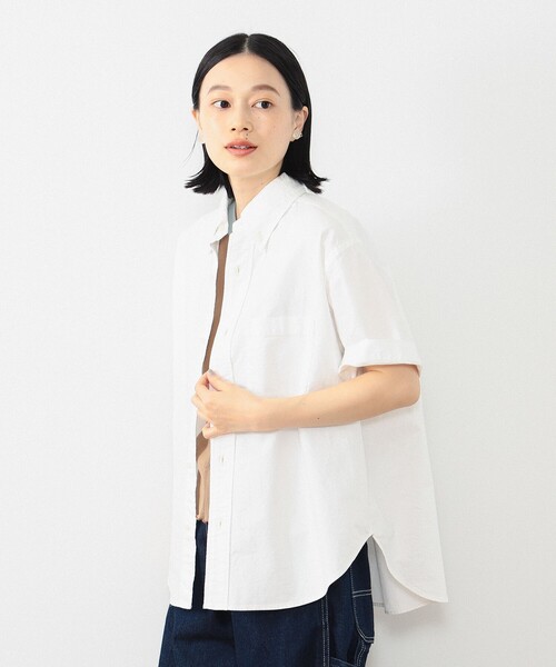 BEAMS BOY(ビームスボーイ)の「ビッグ ボタンダウン ショートスリーブ シャツ(シャツ/ブラウス・レディース・グリーン/ピンク/ホワイト系その他7・ONE SIZE)」の1枚目の写真