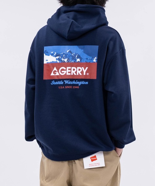 GERRY(ジェリー)の「【ag】〔GERRY/ジェリー〕オールドロゴプリント フーディ(パーカー・メンズ・ネイビー/ダークグレー/アイボリー/アッシュグレー/ブラック/ホワイト・MEDIUM/LARGE/X-LARGE)」の6枚目の写真
