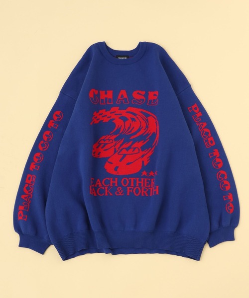 PBLIM（ページボーイリム）の「PBLIM/マッハレーシングニット（ニット/セーター・レディース・オフホワイト/チャコールグレー/ブルー・FREE）」の3枚目の写真