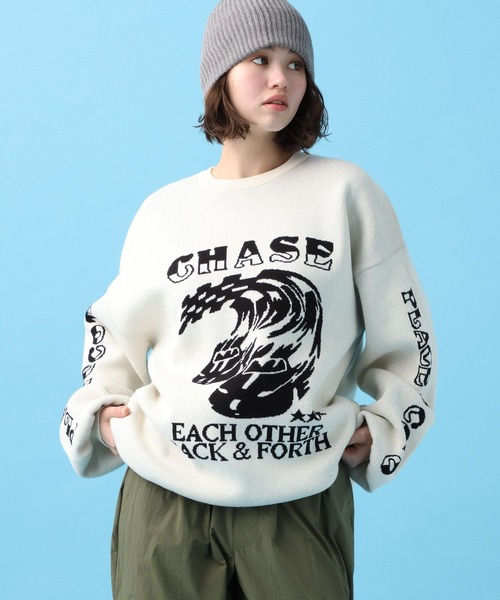 PBLIM（ページボーイリム）の「PBLIM/マッハレーシングニット（ニット/セーター・レディース・オフホワイト/チャコールグレー/ブルー・FREE）」の5枚目の写真