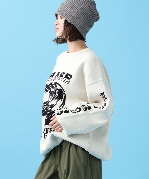 PBLIM（ページボーイリム）の「PBLIM/マッハレーシングニット（ニット/セーター・レディース・オフホワイト/チャコールグレー/ブルー・FREE）」の6枚目の写真