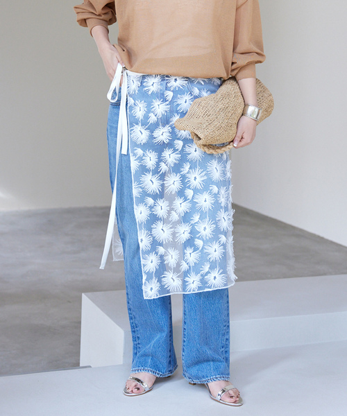 Provoke プロヴォーグ チュールフラワーラップスカート セール】PROVOKE/プロヴォーク チュールフラワーラップスカート