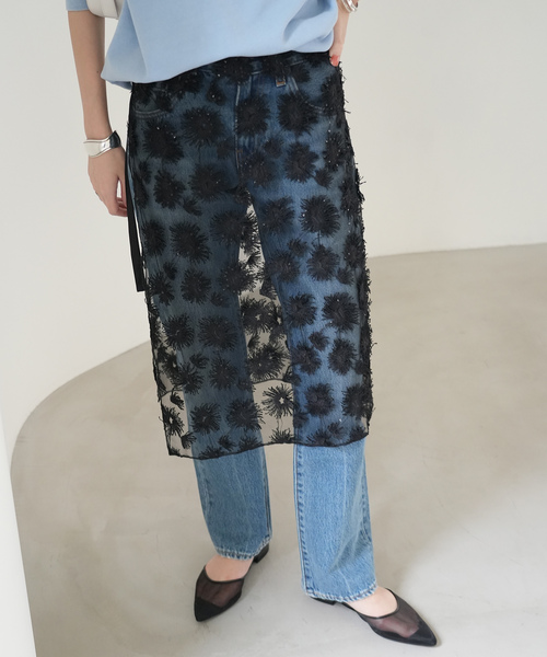 Provoke プロヴォーグ チュールフラワーラップスカート セール】PROVOKE/プロヴォーク チュールフラワーラップスカート