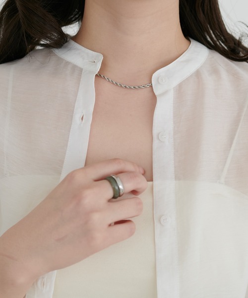 DISCOAT（ディスコート）の「【新色追加！】シアーバンドカラーシャツ（シャツ/ブラウス・レディース・グレー/オフホワイト/ピンク/ブルー/ミント/チャコールグレー/バイオレット/ブラウン/モカ/イエロー・FREE）」の16枚目の写真