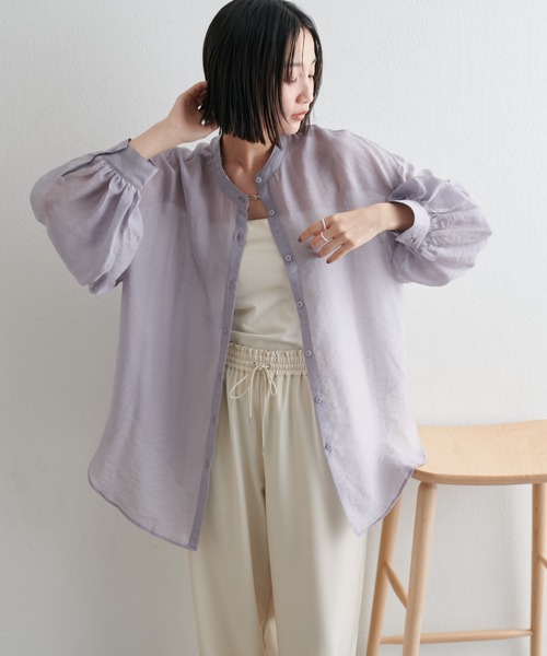 新色追加！】シアーバンドカラーシャツ（シャツ/ブラウス）｜DISCOAT