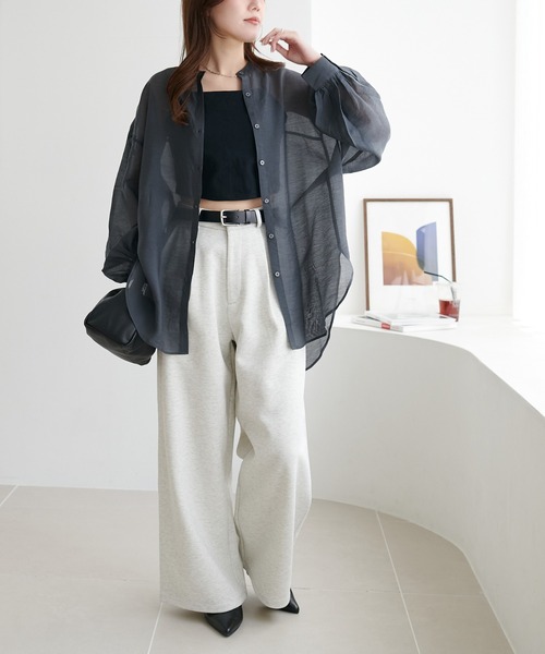 リトルシアーカラーシャツ ストライプ柄シアーシャツ[dk954] | レディースファッション通販の