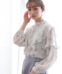 couture brooch | 花柄フリルデザインブラウス(シャツ/ブラウス)