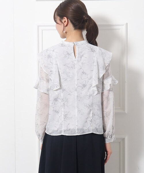 couture brooch（クチュールブローチ）の「◆花柄フリルデザインブラウス（シャツ/ブラウス・レディース・ベージュ系その他3/ライトグレー系・42/40/38）」の18枚目の写真