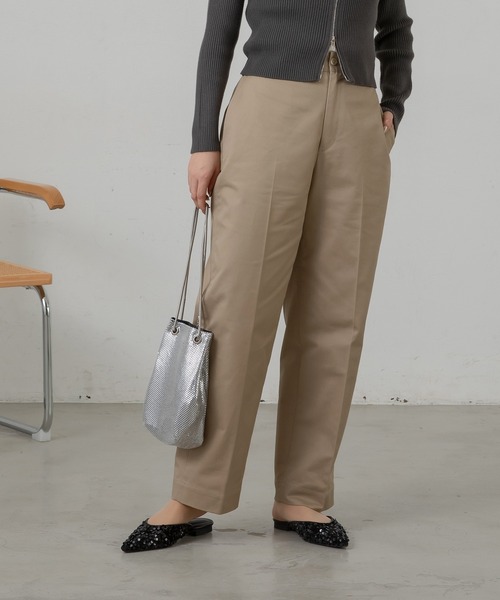 Auntie Rosa Holiday(アンティローザホリデー)の「【骨格ウェーブ】TCツイルハイウエストチノ(チノパンツ・レディース・ベージュ/ネイビー/ダークグレー/カーキ・マルチサイズ)」の8枚目の写真