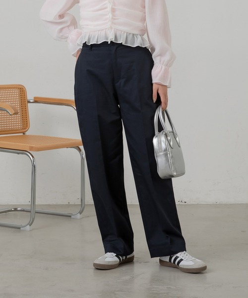 Auntie Rosa Holiday(アンティローザホリデー)の「【骨格ウェーブ】TCツイルハイウエストチノ(チノパンツ・レディース・ベージュ/ネイビー/ダークグレー/カーキ・マルチサイズ)」の7枚目の写真