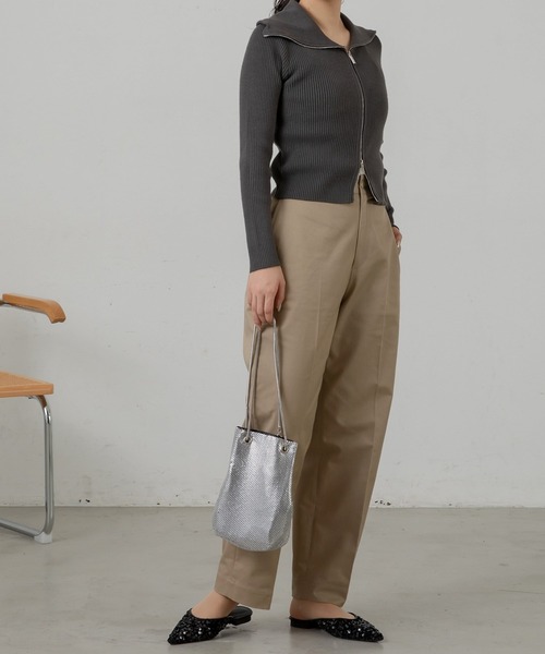 Auntie Rosa Holiday(アンティローザホリデー)の「【骨格ウェーブ】TCツイルハイウエストチノ(チノパンツ・レディース・ベージュ/ネイビー/ダークグレー/カーキ・マルチサイズ)」の12枚目の写真