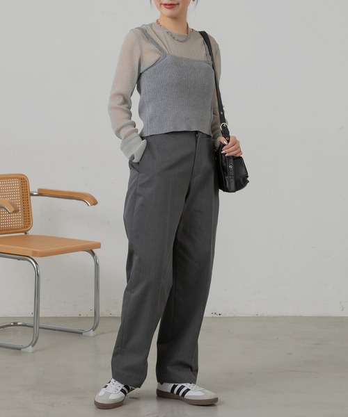 Auntie Rosa Holiday(アンティローザホリデー)の「【骨格ウェーブ】TCツイルハイウエストチノ(チノパンツ・レディース・ベージュ/ネイビー/ダークグレー/カーキ・マルチサイズ)」の13枚目の写真