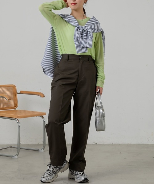 Auntie Rosa Holiday(アンティローザホリデー)の「【骨格ウェーブ】TCツイルハイウエストチノ(チノパンツ・レディース・ベージュ/ネイビー/ダークグレー/カーキ・マルチサイズ)」の14枚目の写真