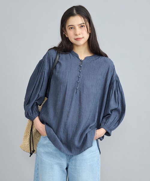 coen（コーエン）の「クレープボリュームバンドカラーブラウス（シャツ/ブラウス・レディース・ライトブルー/ブラック/ベージュ/オフホワイト・M/L）」の20枚目の写真