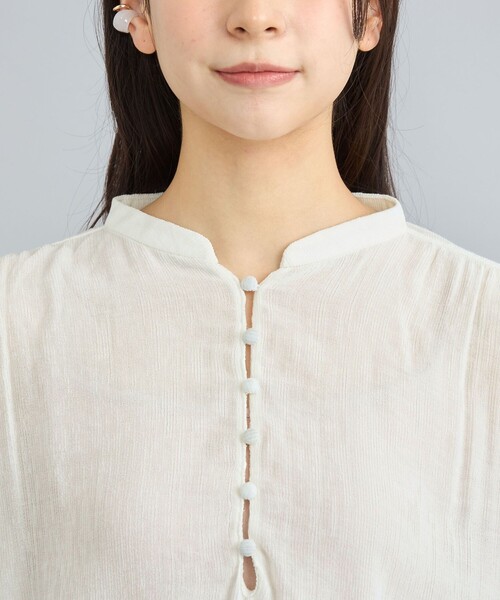 coen（コーエン）の「クレープボリュームバンドカラーブラウス（シャツ/ブラウス・レディース・ライトブルー/ブラック/ベージュ/オフホワイト・M/L）」の6枚目の写真