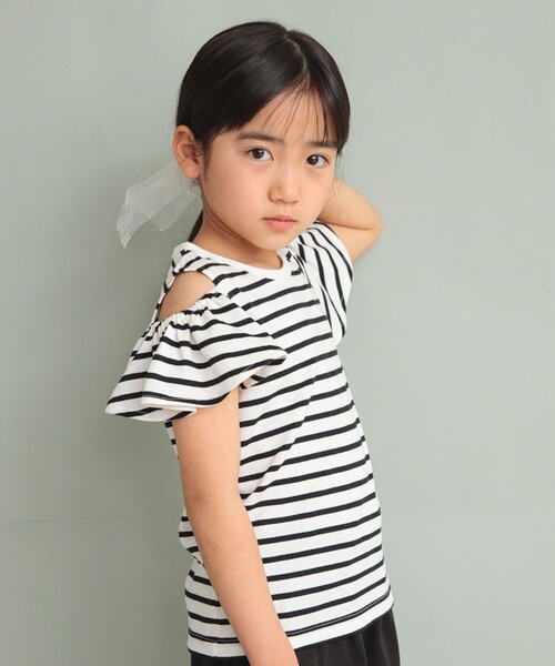 DRC branshes(ディーアールシーブランシェス)の「【WEB限定/DRC/やわらか天竺】肩あきフリル半袖Tシャツ(Tシャツ/カットソー・キッズ・その他4/ブラック/その他3/その他2/その他1/ライトグリーン/グレイッシュベージュ/ピンク・90/130/120/100/110/150/140)」の6枚目の写真