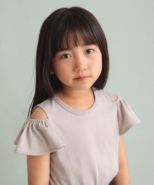 DRC branshes(ディーアールシーブランシェス)の「【WEB限定/DRC/やわらか天竺】肩あきフリル半袖Tシャツ(Tシャツ/カットソー・キッズ・その他4/ブラック/その他3/その他2/その他1/ライトグリーン/グレイッシュベージュ/ピンク・90/130/120/100/110/150/140)」の3枚目の写真