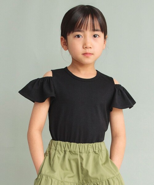 DRC branshes(ディーアールシーブランシェス)の「【WEB限定/DRC/やわらか天竺】肩あきフリル半袖Tシャツ(Tシャツ/カットソー・キッズ・その他4/ブラック/その他3/その他2/その他1/ライトグリーン/グレイッシュベージュ/ピンク・90/130/120/100/110/150/140)」の2枚目の写真