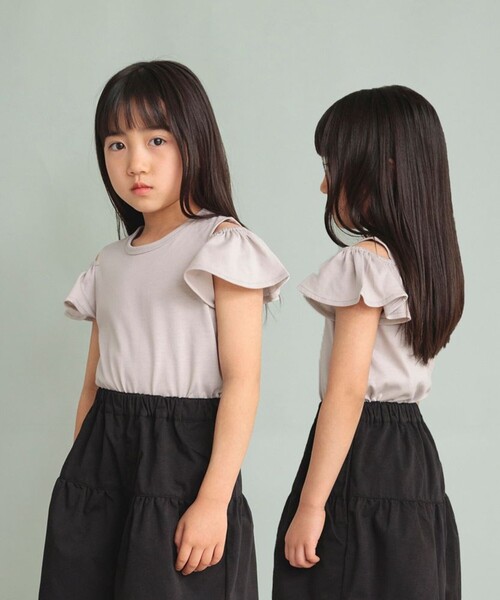 DRC branshes(ディーアールシーブランシェス)の「【WEB限定/DRC/やわらか天竺】肩あきフリル半袖Tシャツ(Tシャツ/カットソー・キッズ・その他4/ブラック/その他3/その他2/その他1/ライトグリーン/グレイッシュベージュ/ピンク・90/130/120/100/110/150/140)」の15枚目の写真
