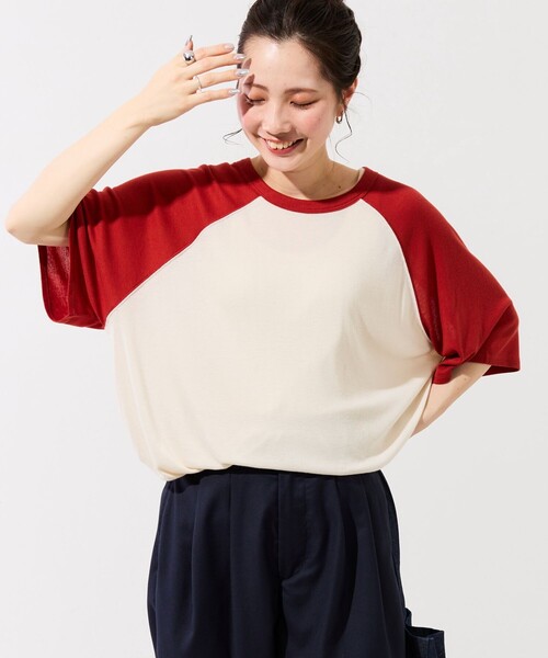 FREAK'S STORE（フリークスストア）の「限定展開　シアー ラグラン 半袖Tシャツ（Tシャツ/カットソー・レディース・オフホワイト/ブラック/レッド/ベージュ・ﾌﾘ-）」の4枚目の写真
