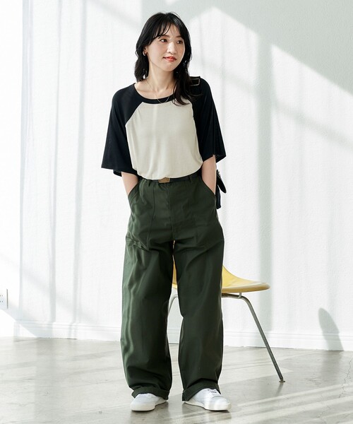 FREAK'S STORE（フリークスストア）の「限定展開　シアー ラグラン 半袖Tシャツ（Tシャツ/カットソー・レディース・オフホワイト/ブラック/レッド/ベージュ・ﾌﾘ-）」の12枚目の写真