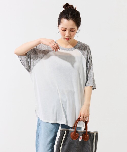 FREAK'S STORE（フリークスストア）の「限定展開　シアー ラグラン 半袖Tシャツ（Tシャツ/カットソー・レディース・オフホワイト/ブラック/レッド/ベージュ・ﾌﾘ-）」の6枚目の写真