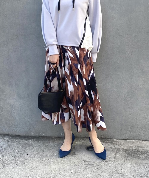 NICOLE white（ニコルホワイト）の「柄デシン ウエストリブ フレアスカート（スカート・レディース・その他4/その他1/その他2/その他3/その他5・FREE）」の4枚目の写真