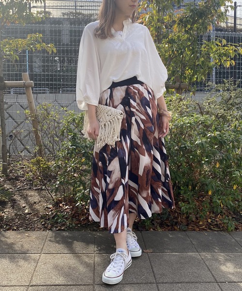 NICOLE white（ニコルホワイト）の「柄デシン ウエストリブ フレアスカート（スカート・レディース・その他4/その他1/その他2/その他3/その他5・FREE）」の21枚目の写真