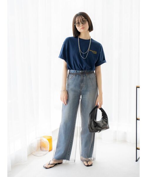 Ungrid（アングリッド）の「バックロゴプリントTee（Tシャツ/カットソー・レディース・ネイビー/ピンク/オフホワイト・FREE）」の4枚目の写真