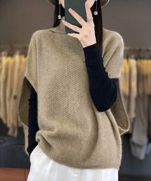 ニットベスト ジレ タートルネック重ね着