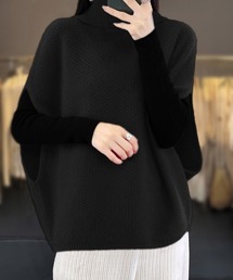 ニットベスト ジレ タートルネック重ね着