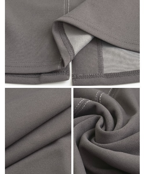 Re:EDIT（リエディ）の「[低身長サイズ有][イージーケア]カットジョーゼット配色ステッチキャミワンピース（ワンピース・レディース・チャコールグレー/ブラック・SHORT/MEDIUM/LARGE）」の19枚目の写真