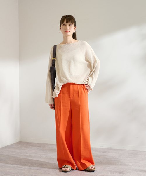 FRAMeWORK(フレームワーク)の「LINEN-PLオックスワイドパンツ(その他パンツ・レディース・オレンジ/ブラウン/ホワイト・38/36/40)」の10枚目の写真