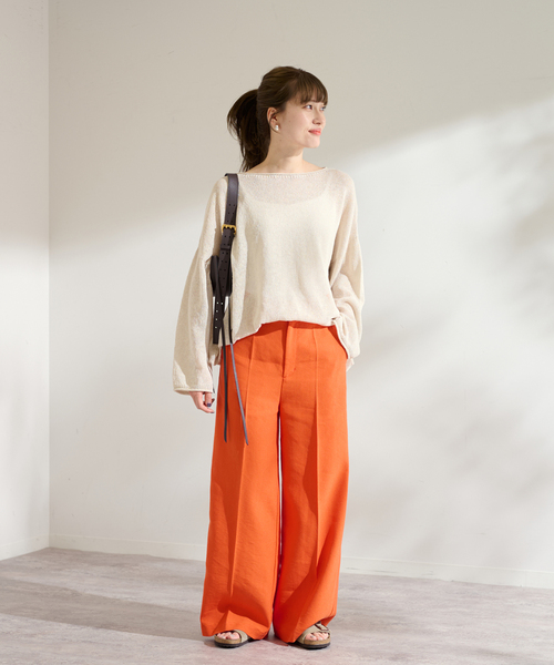 FRAMeWORK(フレームワーク)の「LINEN-PLオックスワイドパンツ(その他パンツ・レディース・オレンジ/ブラウン/ホワイト・38/36/40)」の8枚目の写真