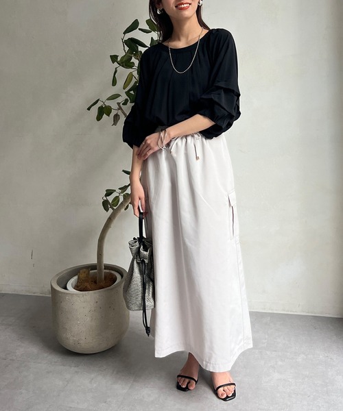 Chez toi(シェトワ)の「ホイップスリーブBACKピンタックブラウス(シャツ/ブラウス・レディース・イエロー/オフホワイト/ブラック・FREE)」の17枚目の写真