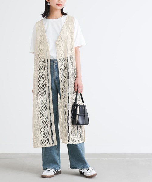 n'OrLABEL(ノアールレーベル)の「レースジレ×Tシャツセット(ベスト・レディース・ライトベージュ/ブラック・2/1)」の2枚目の写真