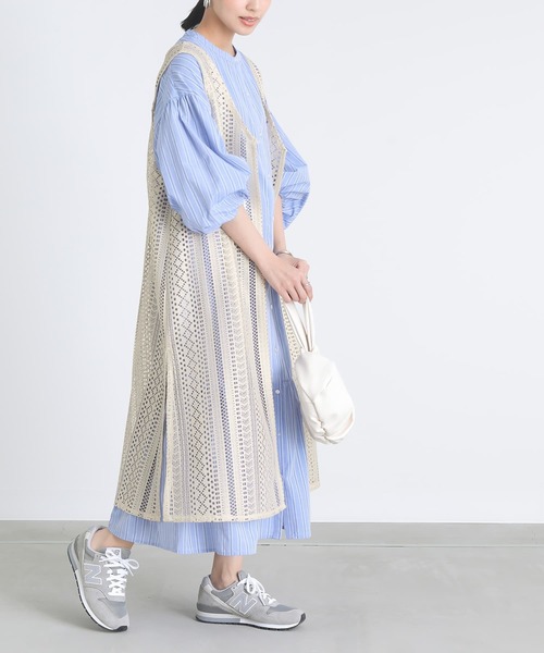 n'OrLABEL(ノアールレーベル)の「レースジレ×Tシャツセット(ベスト・レディース・ライトベージュ/ブラック・2/1)」の10枚目の写真